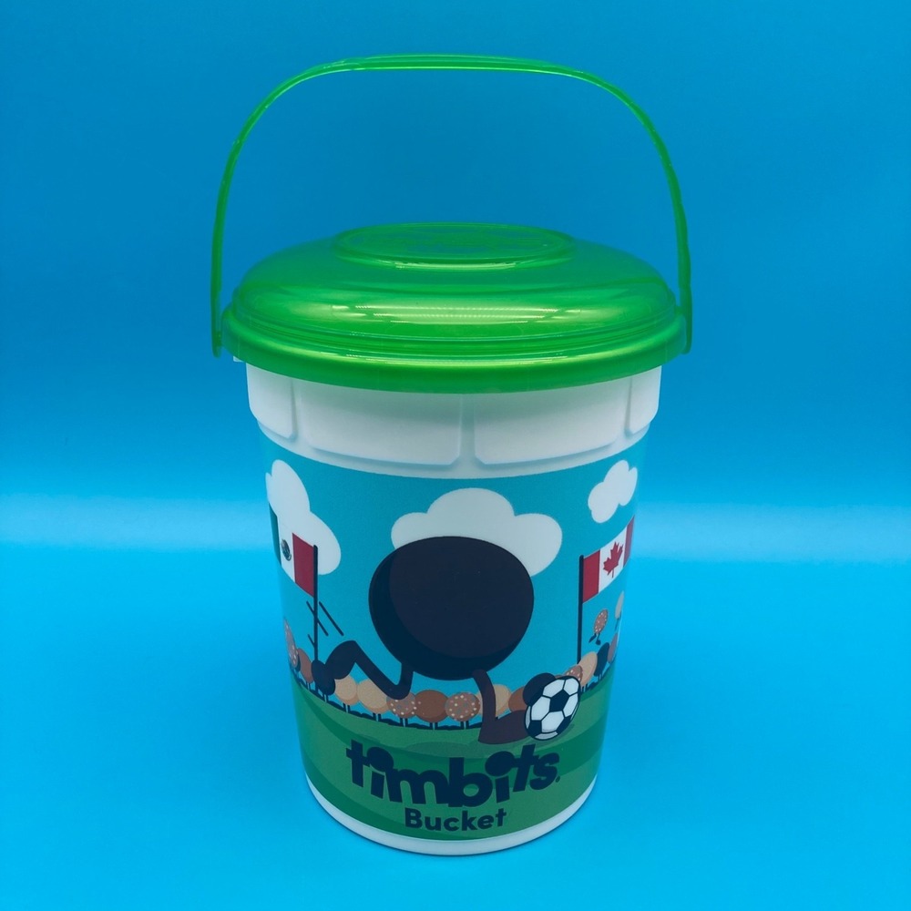 Bilingual Tim Hortons TimBits Bucket with Green Lid- 2026 FIFA World Cup Soccer